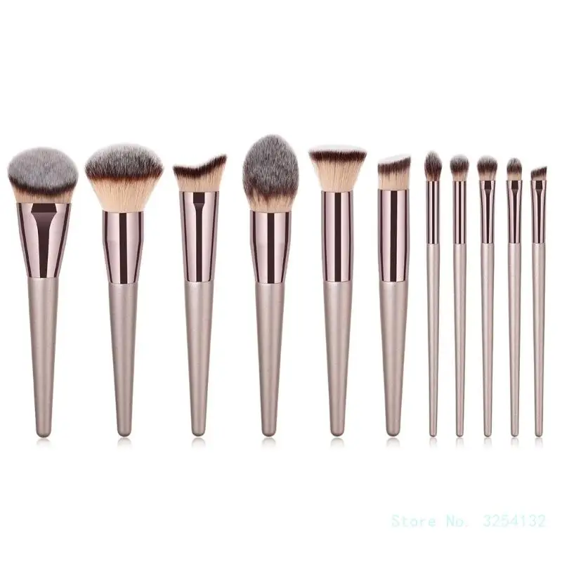 Champagne Gold Angled Face Brush Dense Synthetic Fibers Powder Buffing Brushes For Seamless Makeup Cream Blending Brush