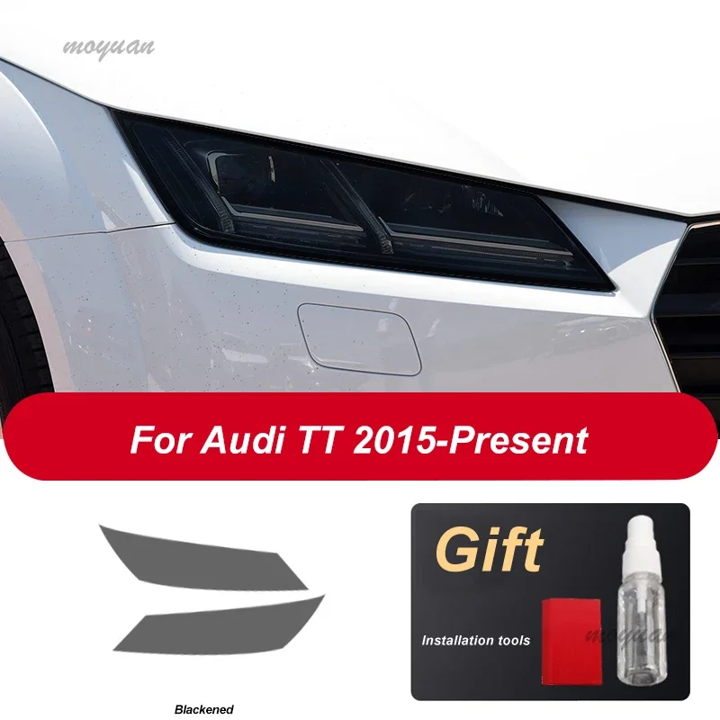 2 pçs filme do farol do carro capa transparente preto auto cura tpu adesivo para audi tt tts ttrs mk3 8s 2015 acessórios