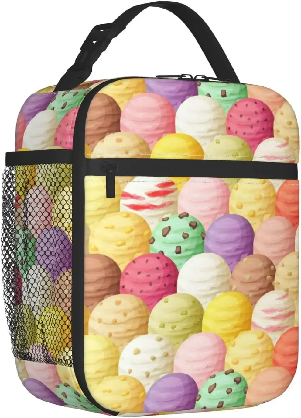 Cute Ice Cream Lunch Bag For Women Men Insulated Waterproof Lunch Tote Reusable Lunch Cooler Bag for Office Picnic Travel