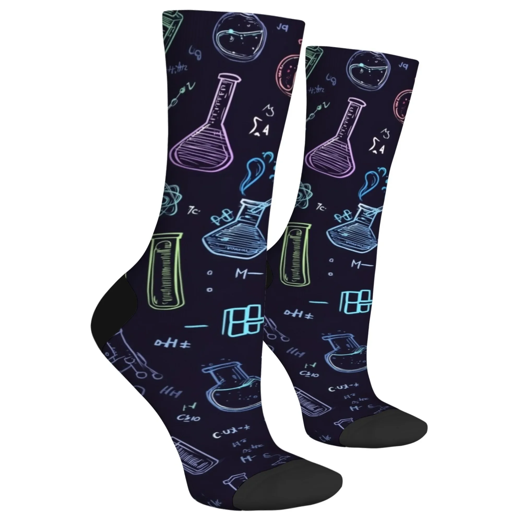 Scientific Experiment Element Style Men's Socks Novelty Scientific Research Theme Harajuku Retro Compression Socks Party Gift