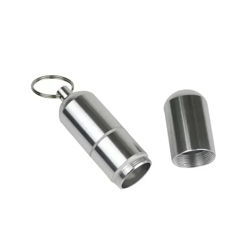 1/2/4Pcs Waterproof Cigarete Case Silver Aluminum Alloy Cigarette Box Pill Toothpick Capsule Holder With Keychain Mens Gift