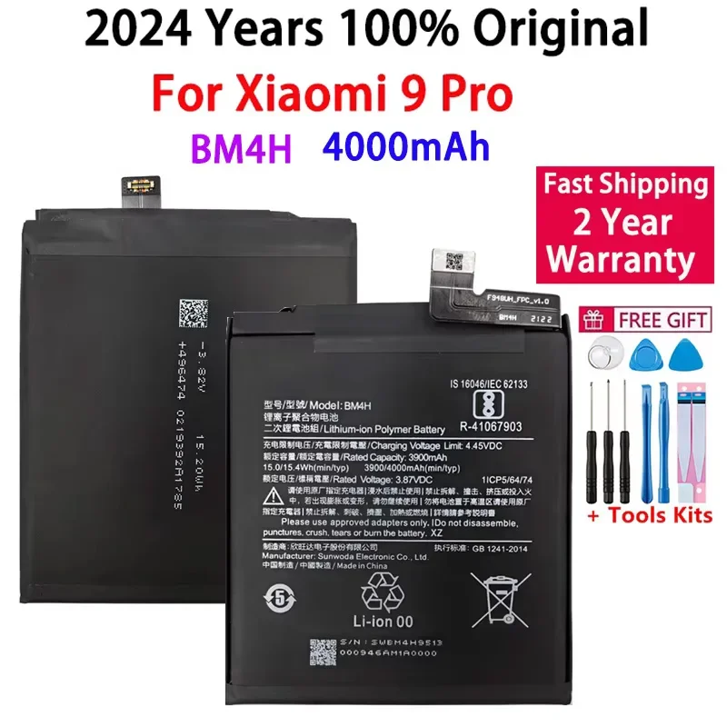 

2024 Years 100% Original High Quality BM4H 4000mAh Battery For Xiaomi 9 Pro Mi 9 Pro Phone Replacement Batteries Fast Shipping