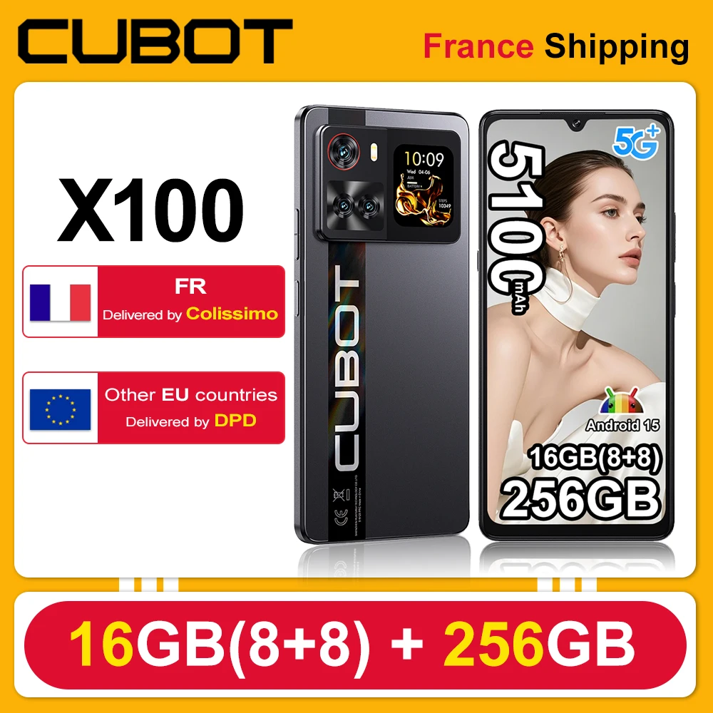 Cubot X100 Android 15 Dimensity 7025 5G الهاتف الذكي 6.88 "120 هرتز، 16 جيجابايت (8 + 8) ذاكرة الوصول العشوائي 256 جيجابايت كاميرا 64 ميجابكسل 5100 مللي أمبير 33 واط NFC الهاتف المحمول
