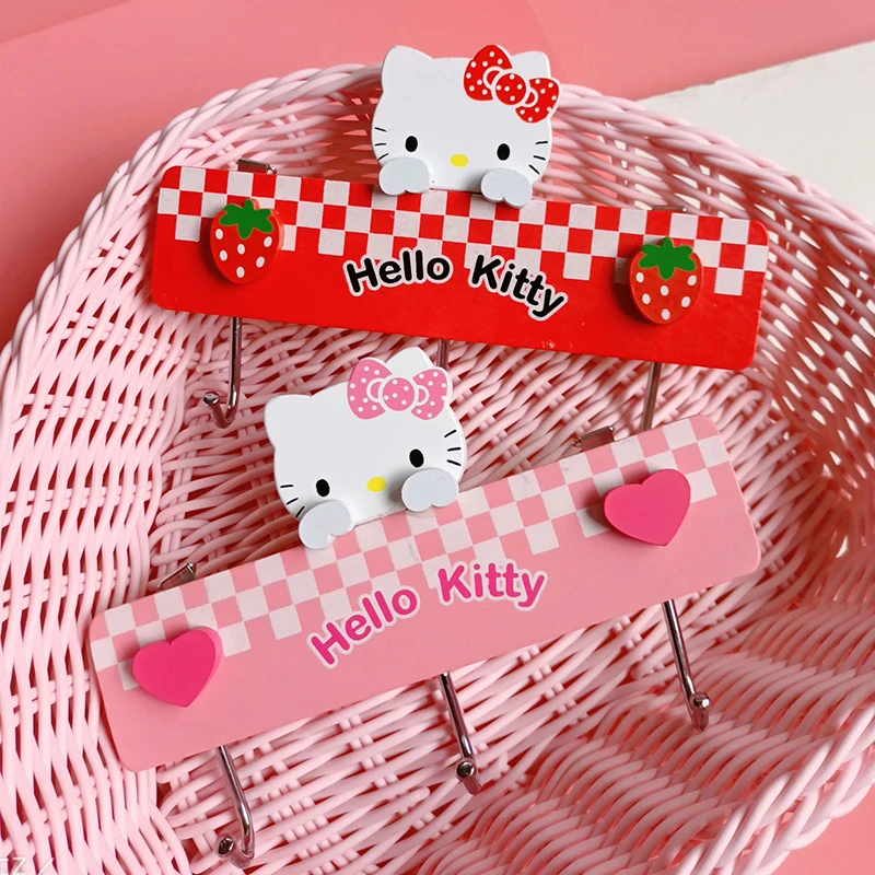 Sanrio Kawaii Anime Hello Kitty Sticky Hook Cute Sweet Cartoon Behind The Door Kitchen Bath No Punching Link Lovely Gifts Girl