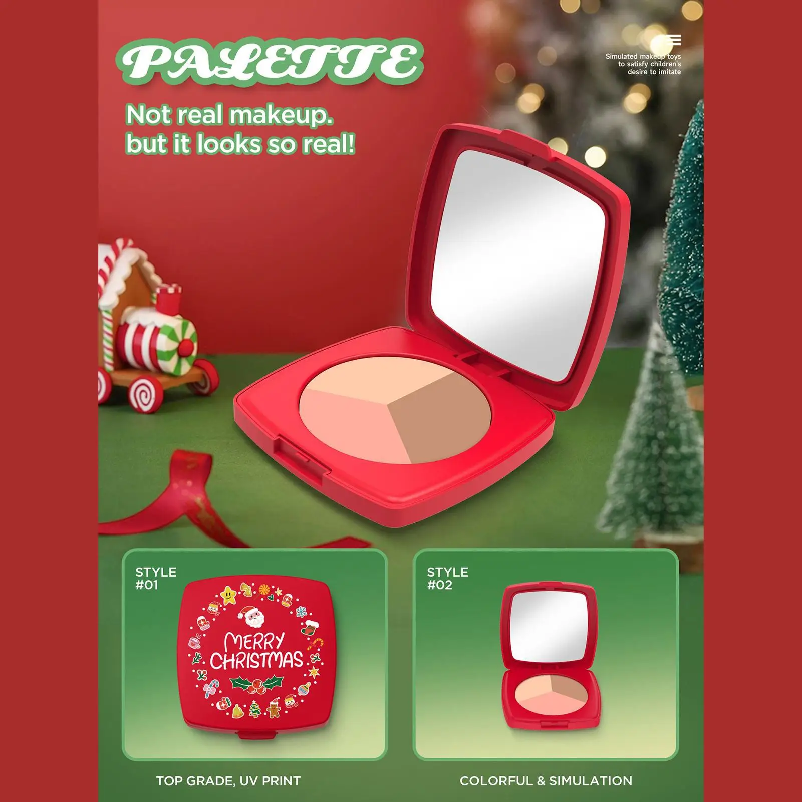 ชุดเครื่องสำอางของเล่นสำหรับเด็กเล็ก ชุดแต่งหน้าปลอมสำหรับเด็กผู้หญิงในวันคริสต์มาส ชุดเครื่องสำอางเล่นสมจริงสำหรับเด็กเล็ก เหมาะสำหรับวันเกิด วันคริสต์มาส และเด็กก่อนวัยเรียน