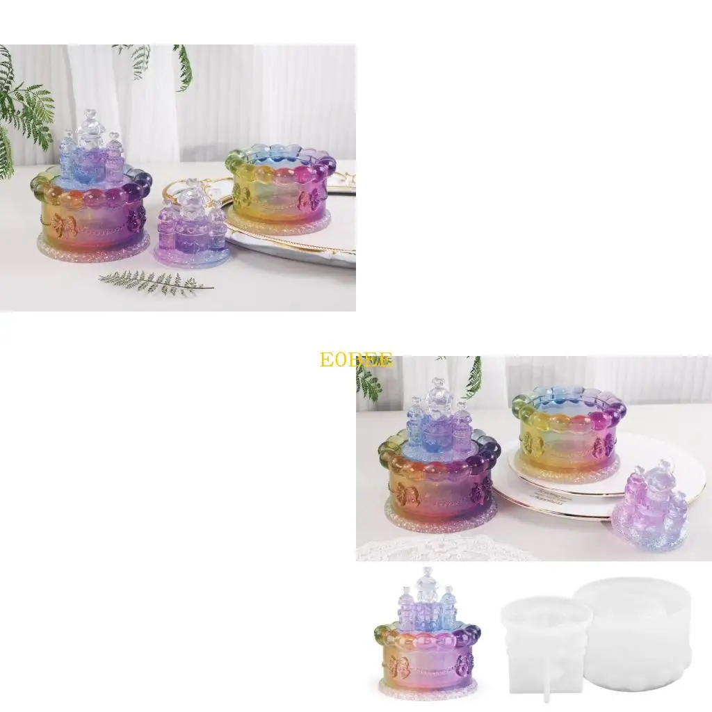 

E0BE Cake Castle Storage Container Molds Silicone Material Gift for Craft Lover