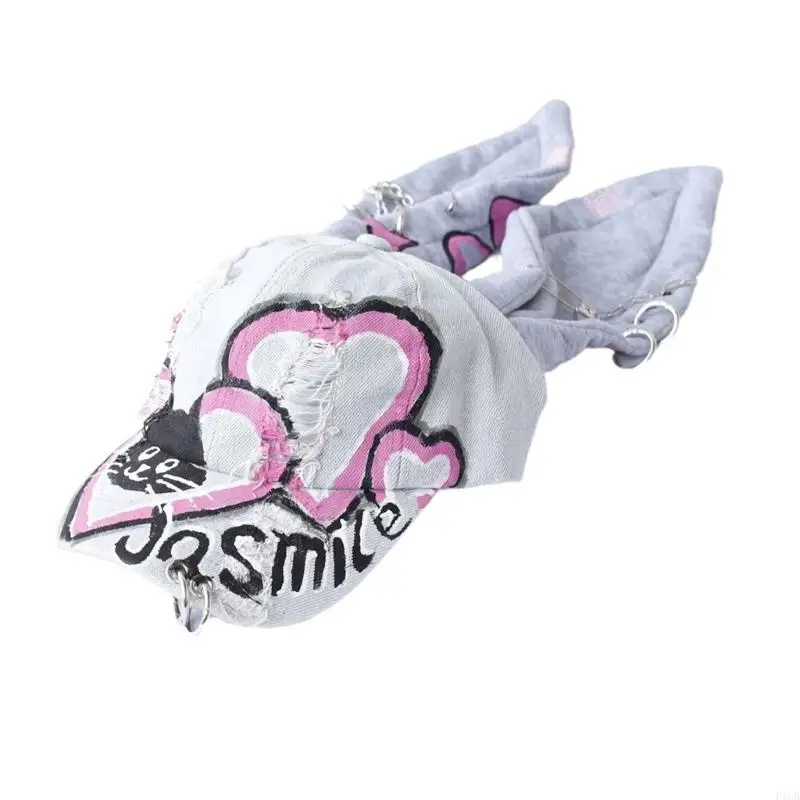 F1CB Long Rabbits Ears Baseball Hat Fashionable Truckers Hat Adjustable Unisex Styles