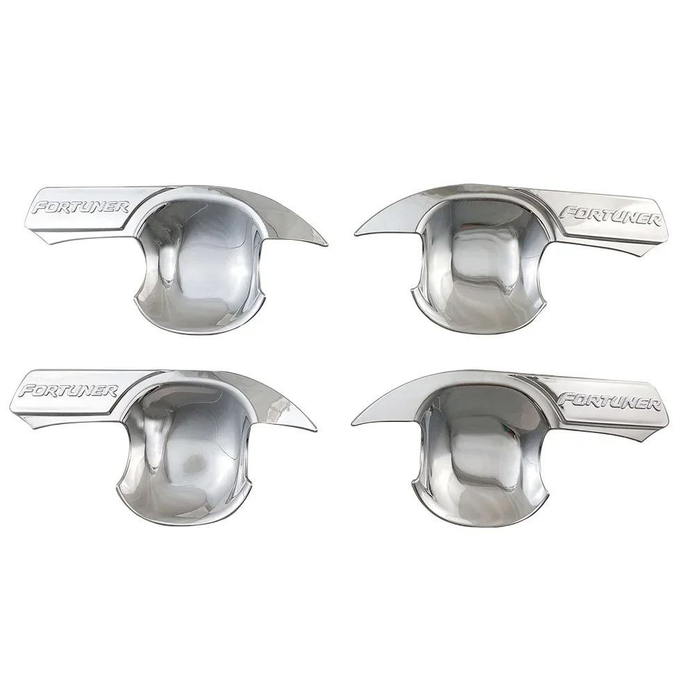 غطاء مقبض وعاء الباب لتويوتا فورتشنر 2008-2014 ديكور السيارة ماتي أسود كروم فضي اكسسوارات السيارات ثقب واحد #5