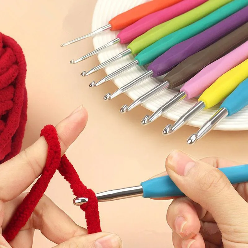 

Crochet Hooks Kit With Storage Bag Soft Handle Aluminum Hook Knitting Needles Set Hand Woven Tool DIY Crafts Crocheting Supplies
