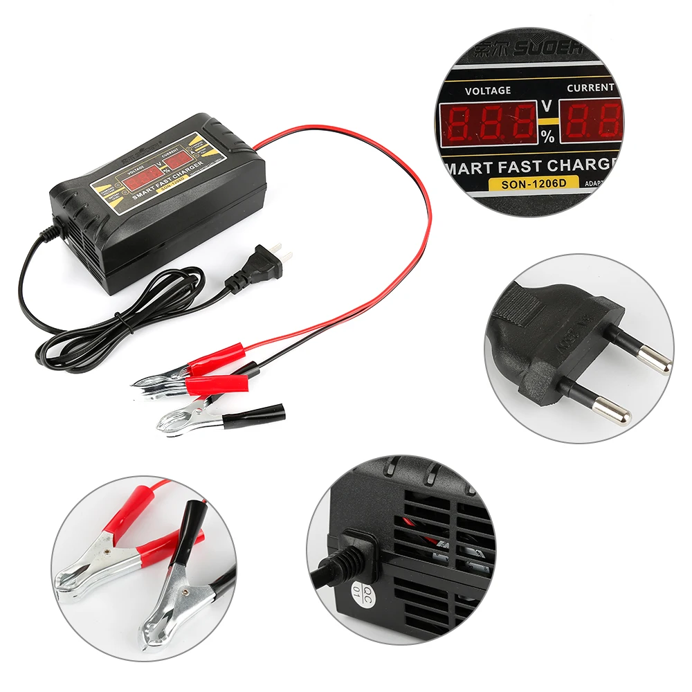 Full Automatic Car Battery Charger 6/10A 110V/220V To 12V Smart Fast Power Charging For Wet Acid Digital LED Display