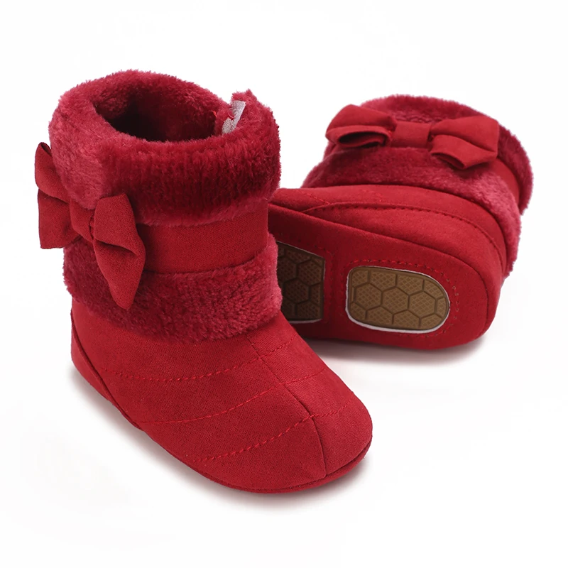 Süße Bowknot bequeme Stiefel für Mädchen weich warm plus Fleece Stiefel für Indoor Walking Herbst und Winter