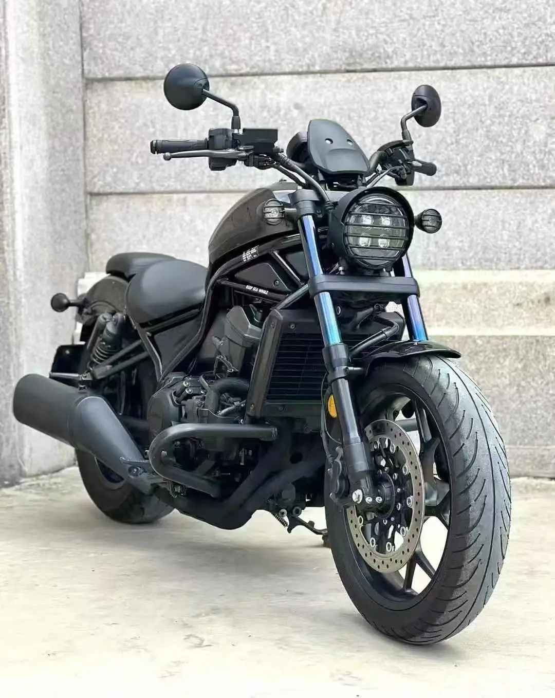 Motorcycle Matte Black Headlight Fairing Front Cowl Mask Cover Fork Windshield For Honda Rebel CMX 500 300 CMX500 2017-2024
