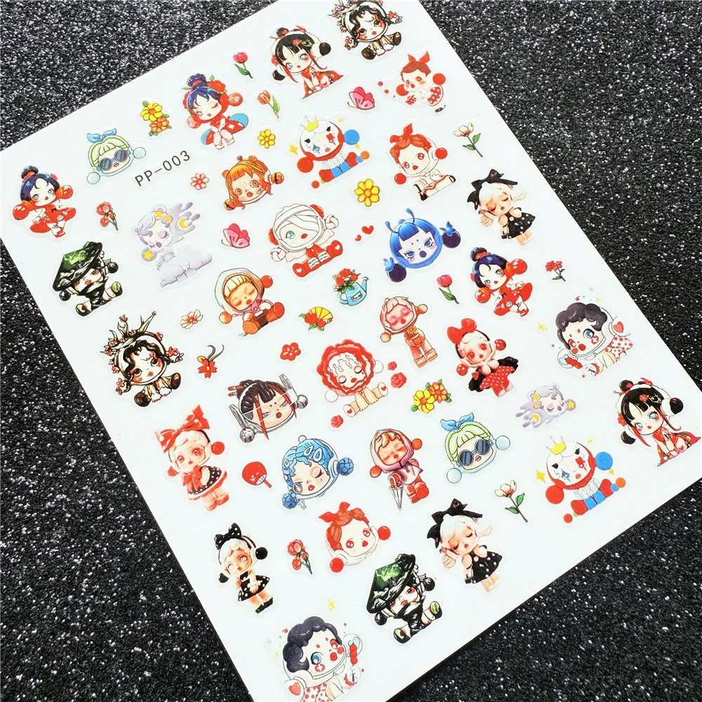 PP-001-008 BUBU pour autocollant d'ongle 3D colle arrière auto-adhésive Nail art autocollant d'ongle outil de décoration curseurs pour décalcomanies d'ongles