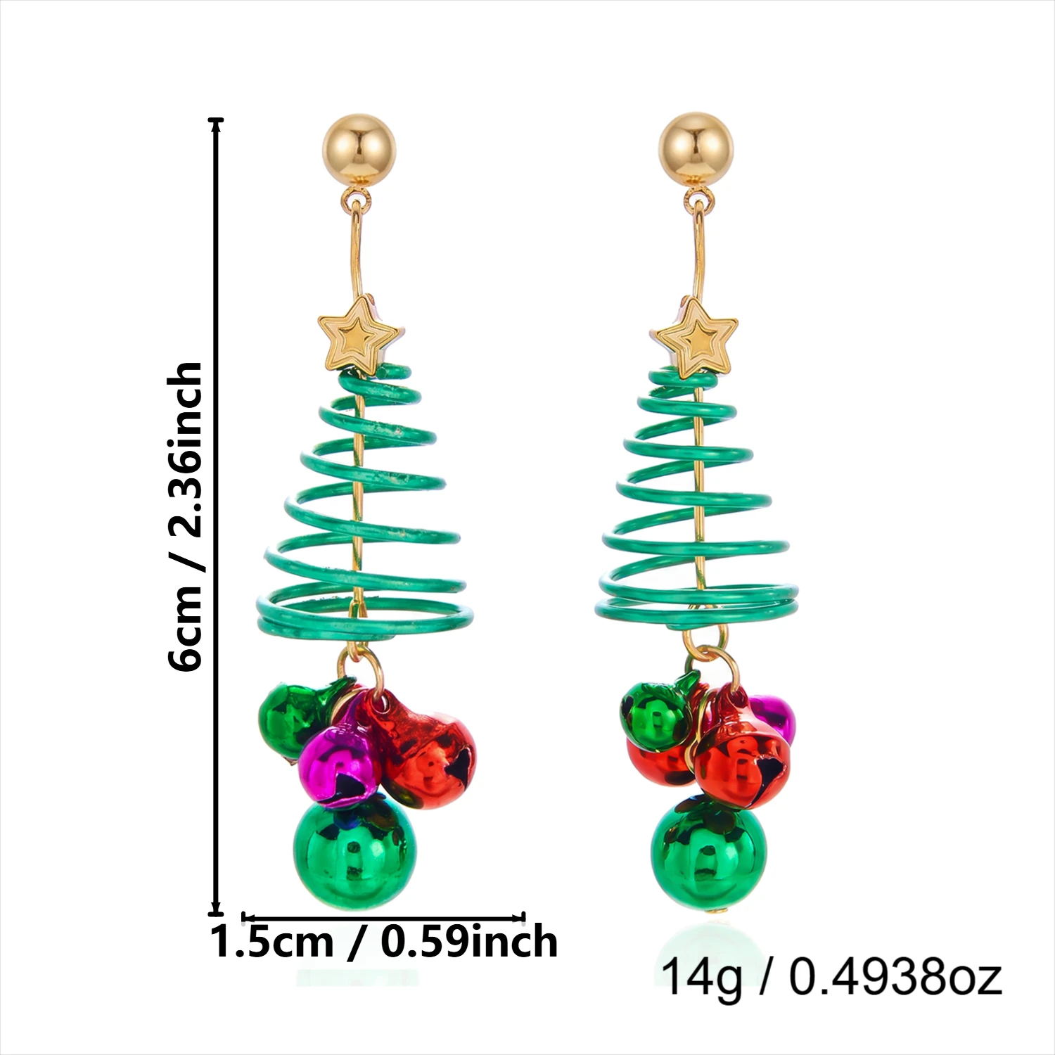 New Design Asymmetrical Snowflake Dangle Earring for Women Red Green Christmas Ball Bell Candy Cane Long Earring Holiday Jewelry