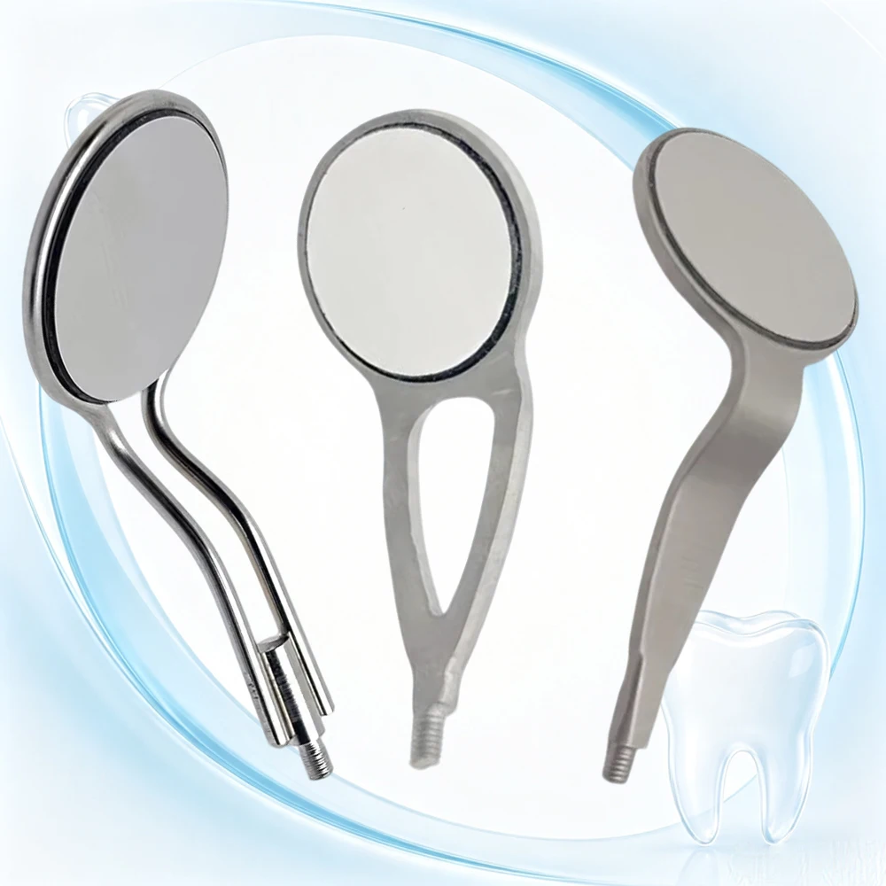 Fog-Free Rhodium Dental Mirrors Durable Stainless Steel Reusable Long Oral Reflectors Clinical Instrument