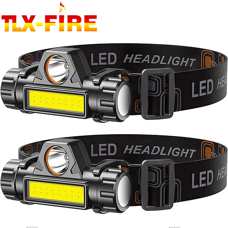 

77G Mini Headlamp USB Charging - XPE COB Far Near Dual Light Magnet Mount Rechargeable for Camping Hiking Fishing Car Repa