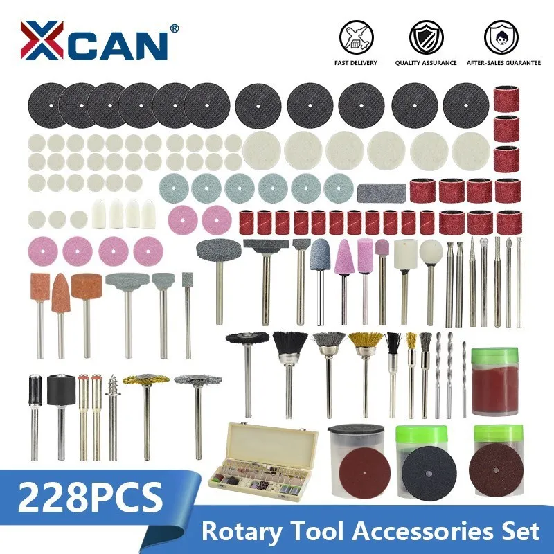 XCAN Abrasive Tools Sanding Bands,Wire Brush,Metal Cutting Disc,Polishing Wheel For Dremel Rotary Tool Accessories Kit 