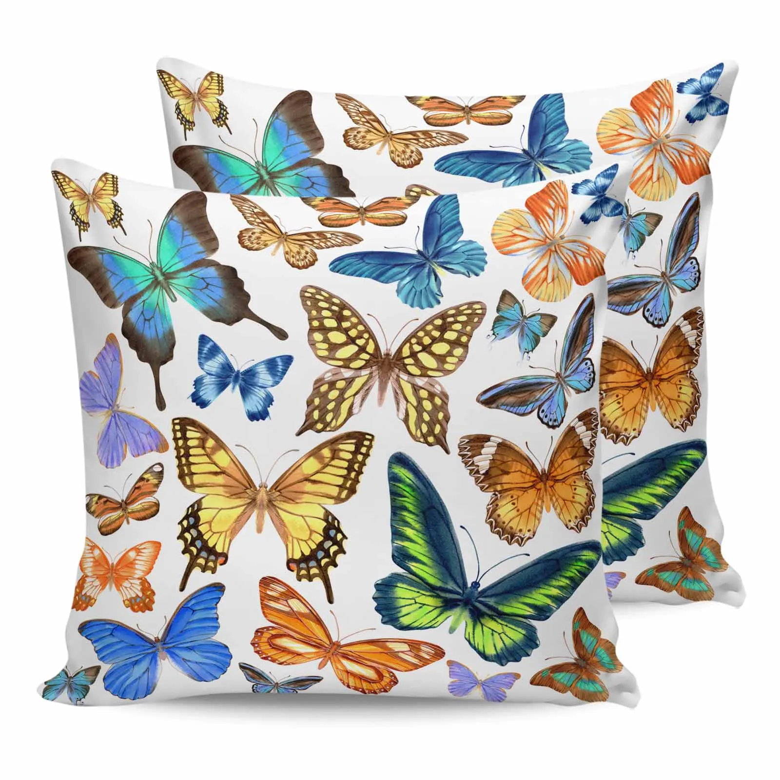 2/4 Pcs Vintage Watercolor Butterfly Texture Waterproof Pillowcase Office Sofa Throw Pillow Case Car Cushion Cover Home Decor