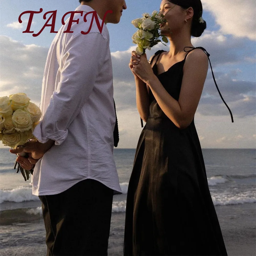 

TAFN Simple Party Dresses 2025 New Women's Wedding Dresses Sexy Spaghetti Long Bridal Dress Korea Photo Shoot Customized