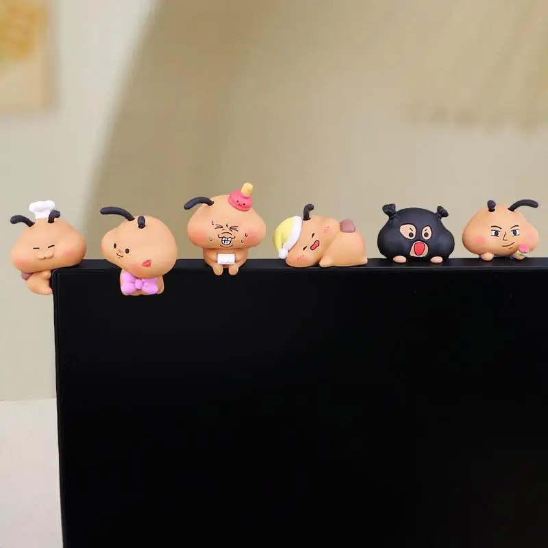 Cute Cartoon Bug Figurine Funny Animal Decor For Computer: Monitor Edge Car Dashboard TV Desk Ornament