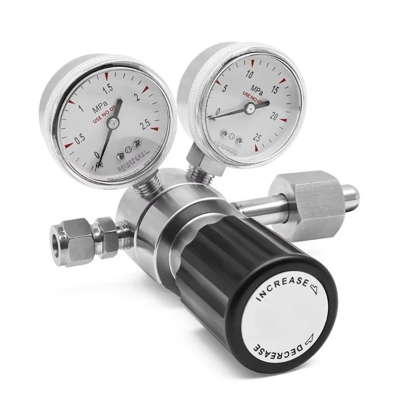 Double Surface Stainless Steel 316L Hydrogen Helium Argon Nitrogen Oxygen Gas Pressure Regulator