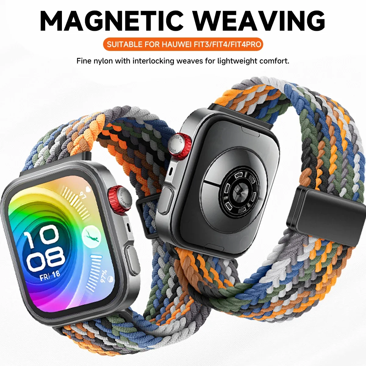 Magnetisches Nylon-Geflechtband für Huawei Watch Fit 3/4/5, verstellbares, bequemes Armband für Huawei Watch Fit 5/4 Pro. – Detail 13