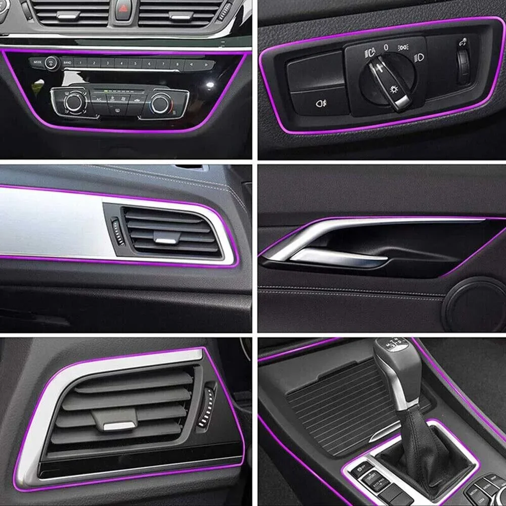 

1pc Car Moulding Trims Dashboard Door Car-styling Interior Accessories Purple Silicone 5M Length 5m Car-Styling Trims Strips