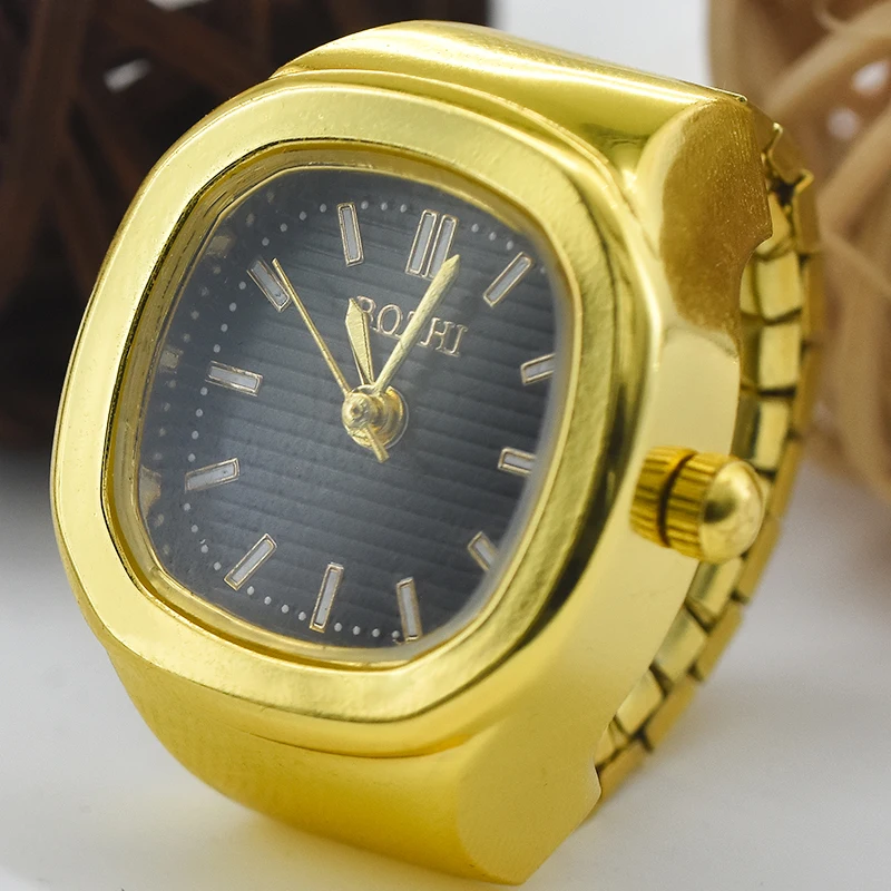 Ring Quartz Watch New Hot Sales Creative Alloy Shell Finger Square Dial Couple Men And Women