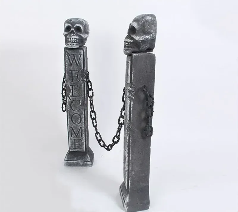 Halloween Skull Gate post Beast Column Decorations figures Halloween Bar Haunted House Horror Tricky Realistic room escape prop