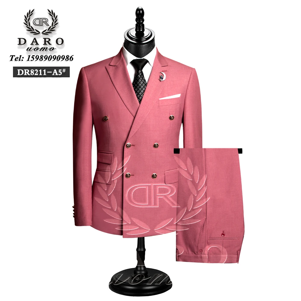 DAROuomo 2024  Men Suit Slim Fit Formal Business Work Wear Suits 2Pcs Set (Jacket+Pants)DR8211