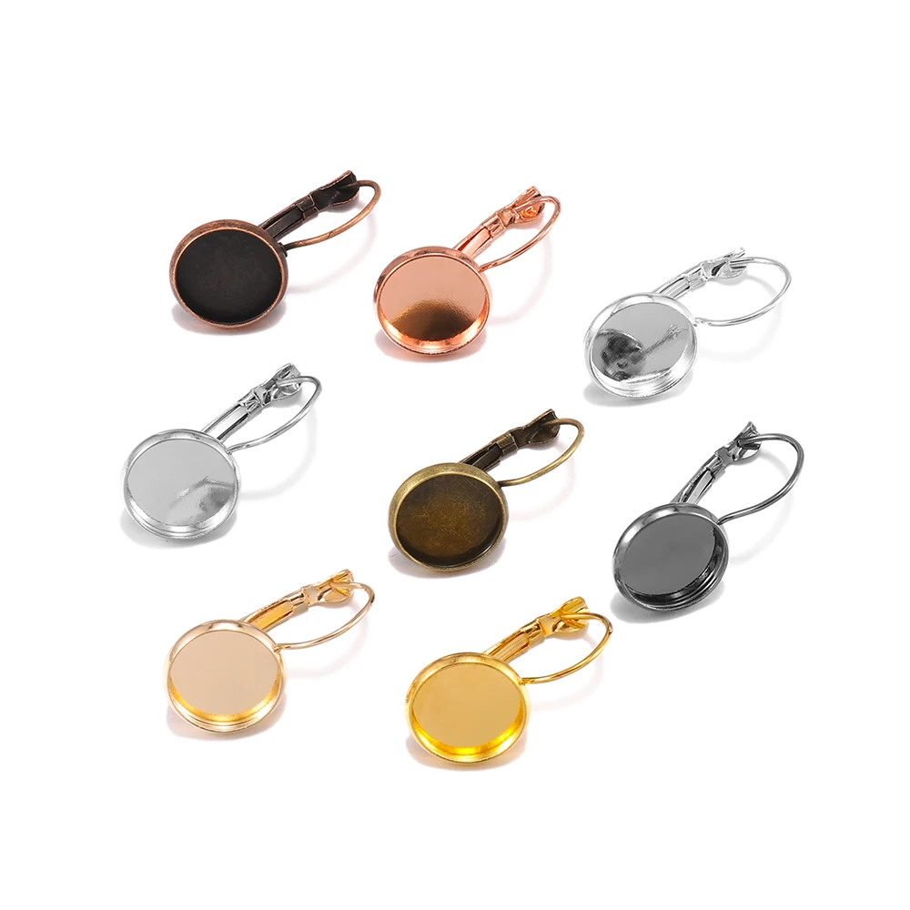 10pcs/Lot Classic French Lever Back Earrings Base Fit 8-25mm Glass Cabochons Earring Blank Supplies for Jewelry Making