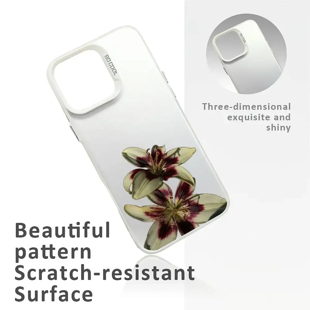 Custodia morbida per telefono con stampa fiore orchidea giglio per iPhone 16 15 14 13 12 11 Plus Pro Max multicolore Aurora laser Custodia antiurto FundaCover