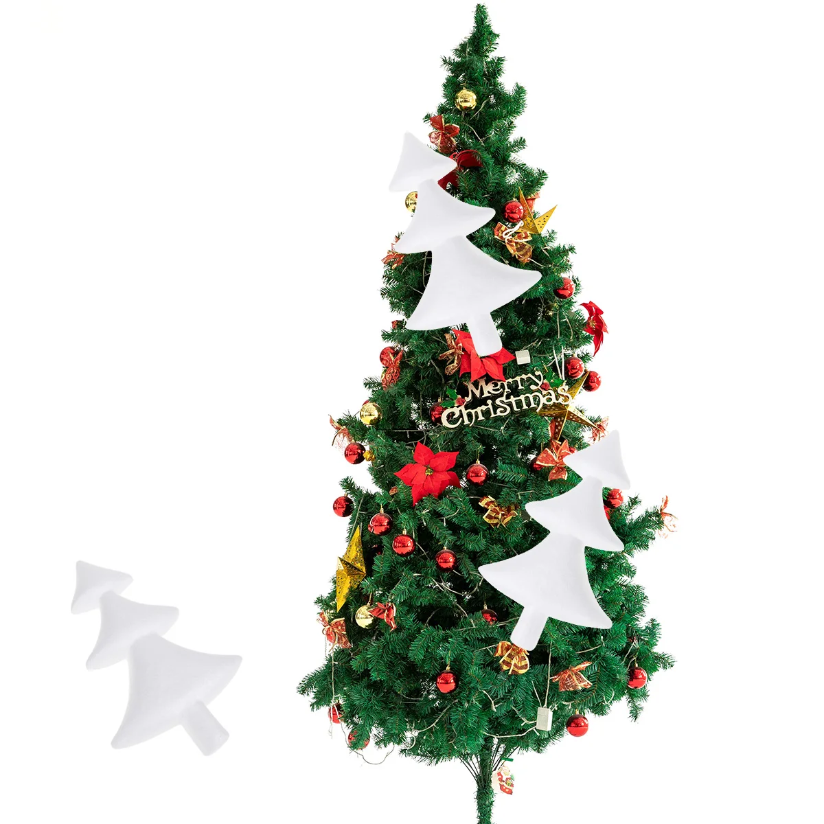 

5pcs Foam Christmas Tree White Decorative Ornaments For Home Indoor Window Table Display Xmas Holiday Party Decorations