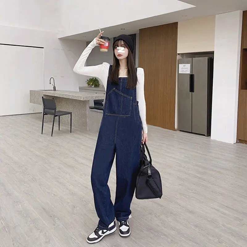 

Ele Design Denim Overalls Women's Autumn Winter New Large Size High-End Sensation Slimming Onesie Pants