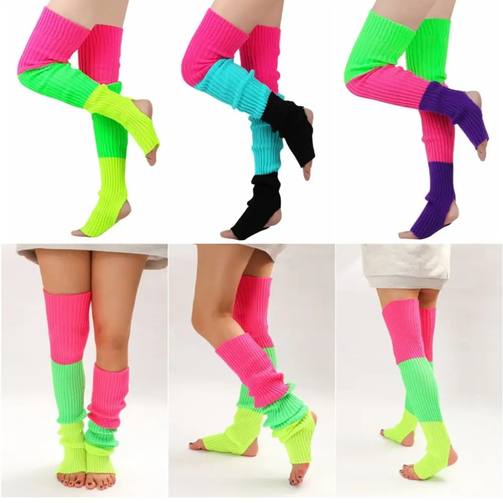 Fashion Knitted Wool Knitted Gaiter Leg Socks Extended 81cm Above Knee Ankle Leggings Elastic Colorful Women Stockings