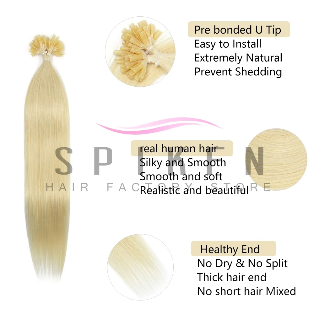 50g Fusion Keratin Human Hair U Tip Hair Extensions 16