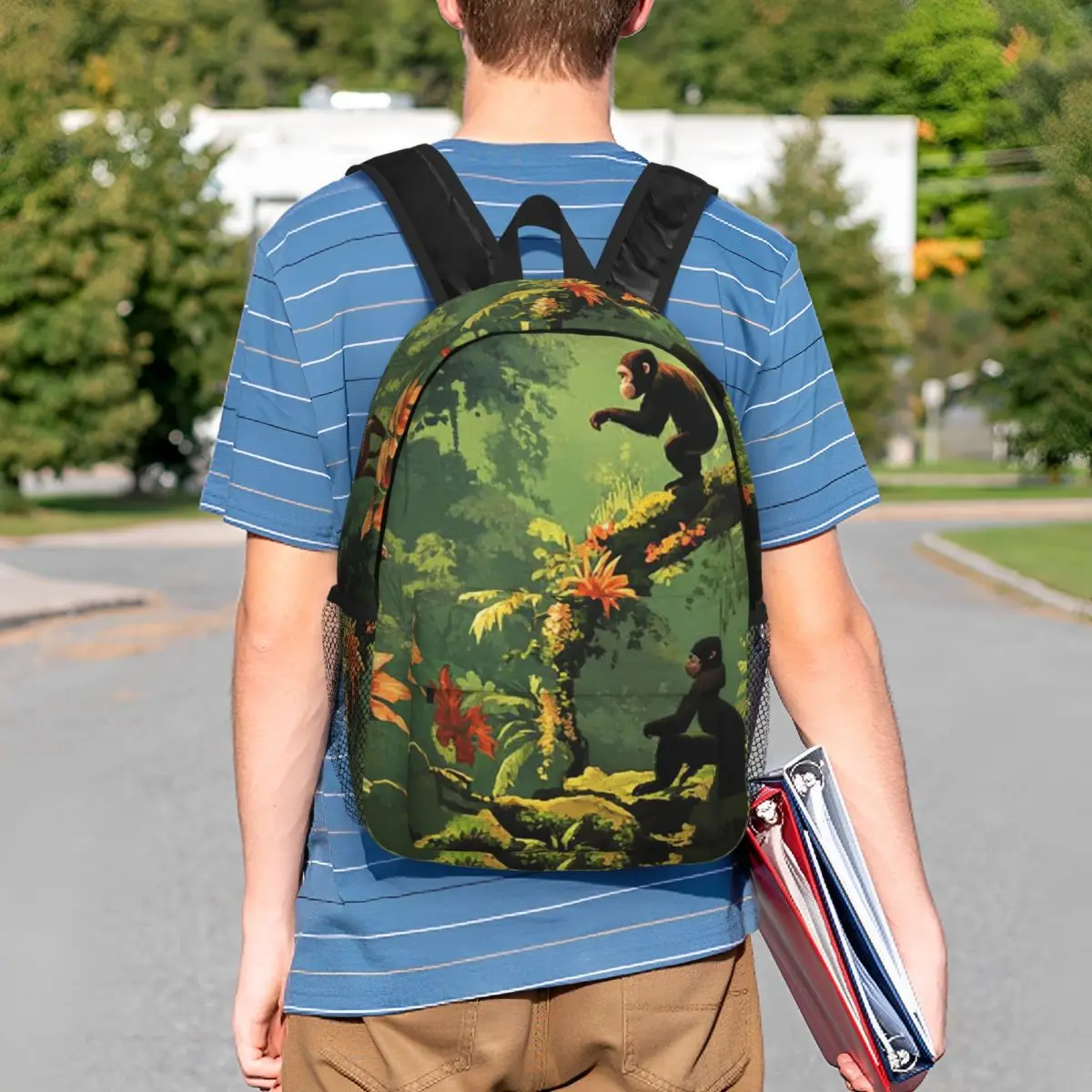 Monkey Herd In Forest With Sunshine Backpack Student BookBag Children School Bag Computer Shoulder Bags for Boys Girls