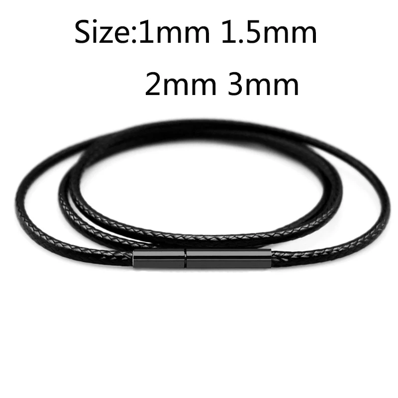 Collier en Cuir Noir pour Homme et Femme Bijou de Chaîne, Corde Tressée Cirée, Fermoir en Acier Inoxydable, Pendentif de Cou, Fait à la Main