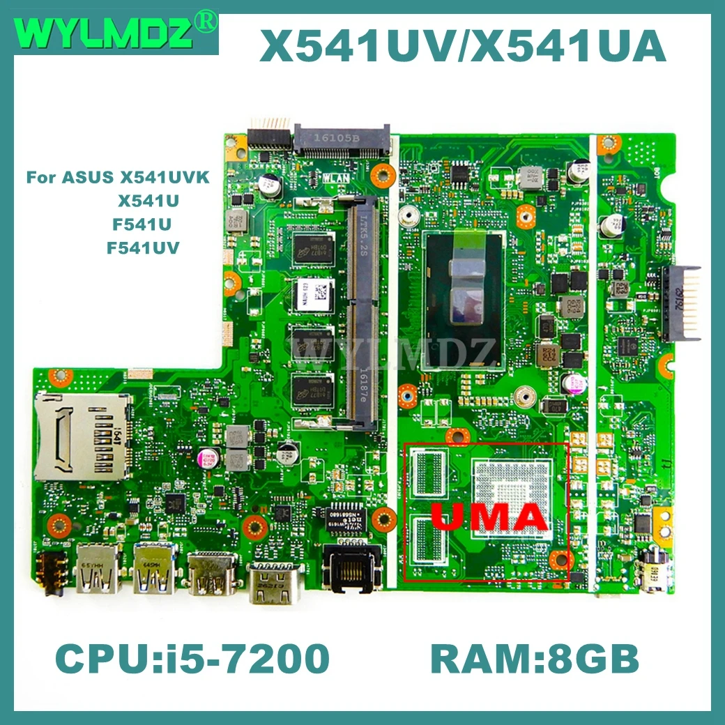 

X541UV Motherboard For ASUS X541UV X541UVK X541UA X541U F541U F541UV Laptop Mainboard with Intel Core i5-7200 Cpu 8G-RAM Tested