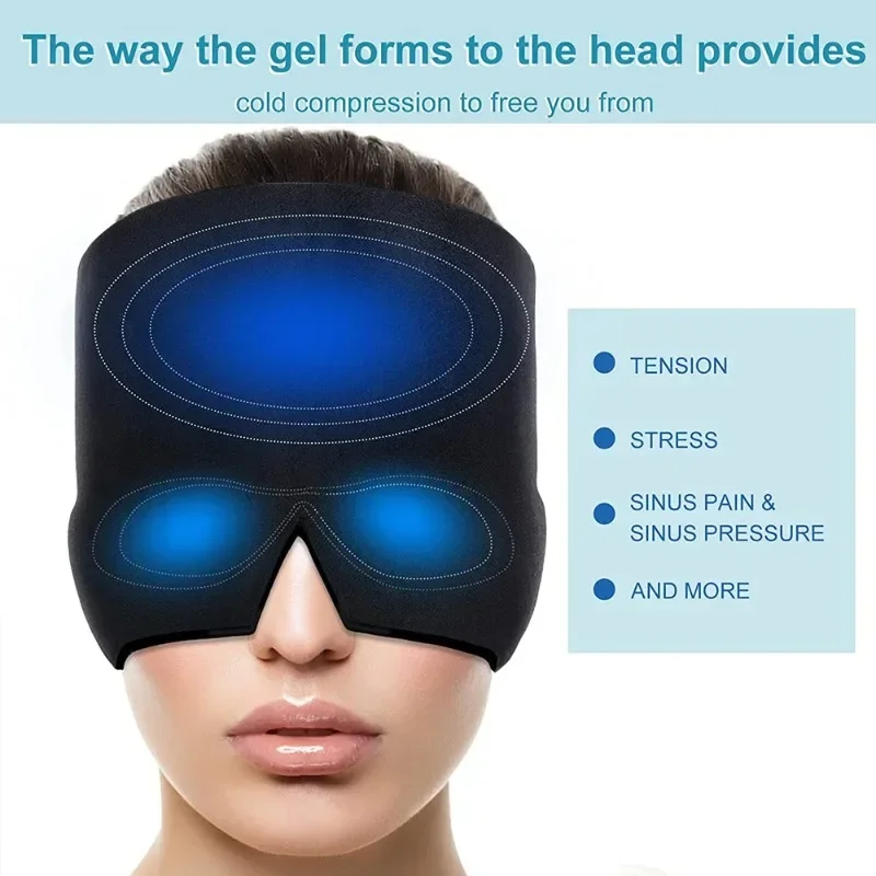 Hot Cold Therapy Headache Migraine Relief Cap Wearable Therapy Wrap Stress Pressure Pain ReliefIce Hat Eye Mask Head Massager