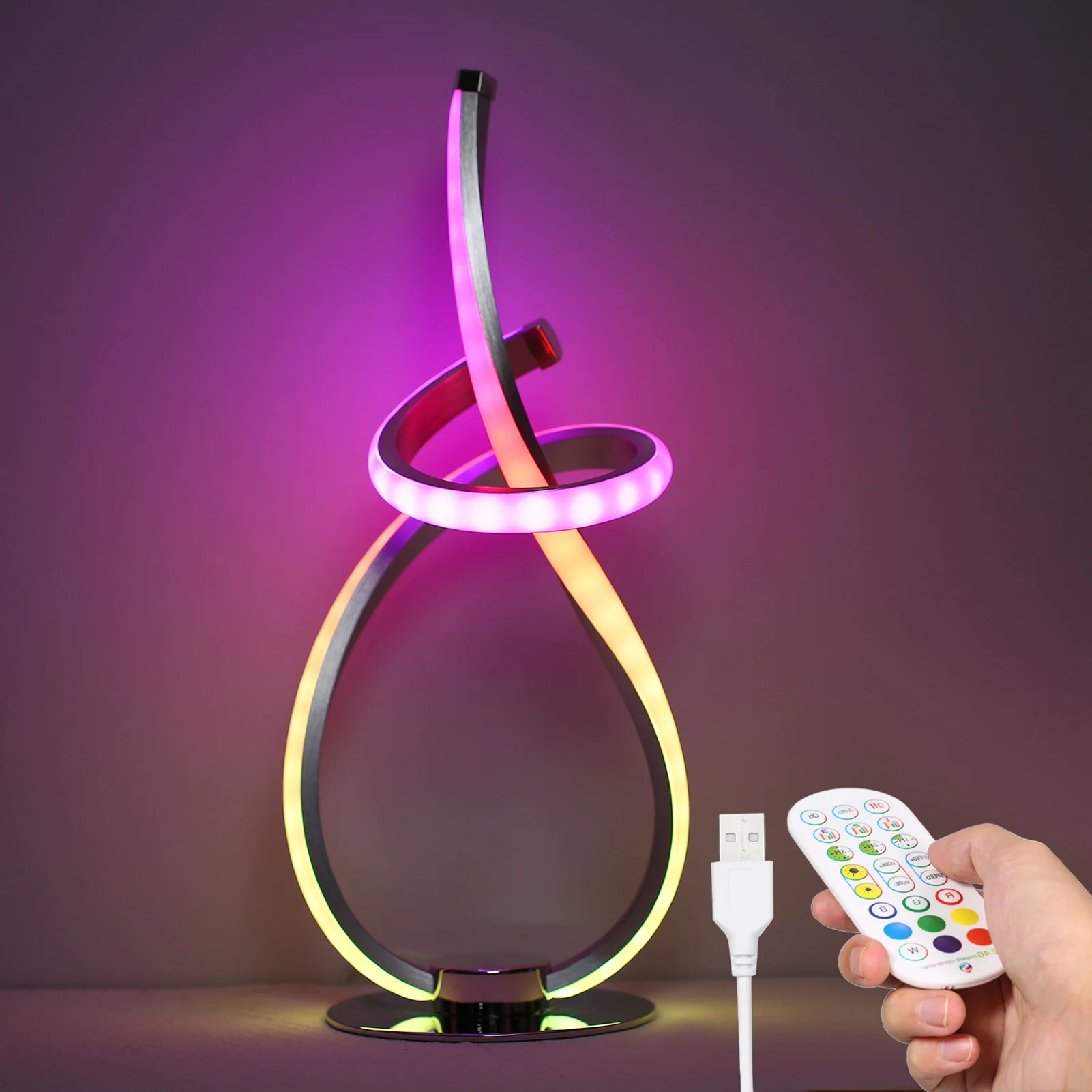 ZK30 Modern Spiral RGB Desk Lamp for DuoCo Stripx APP Control 1H 2H 3H Timing 3 Music Sync Modes for Living Room Bedroom