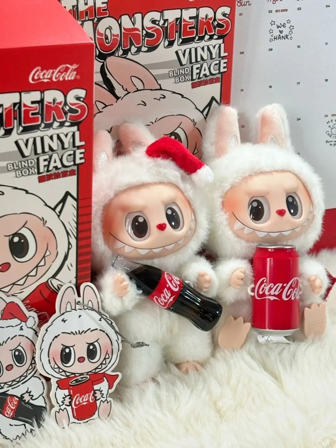 Genuine The Monsters V3 Coca Cola Series Vinyl Face Doll Labubu Action Figure Keychain Pendant Kawaii Decor Surprise Gift Toy