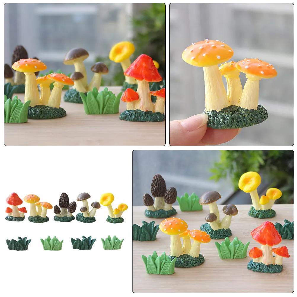 

1 set 9 Pieces Decorative Resin Miniature Mushrooms Garden Decor for Garden Micro Landscape Micro Resin Mushroom Adornment