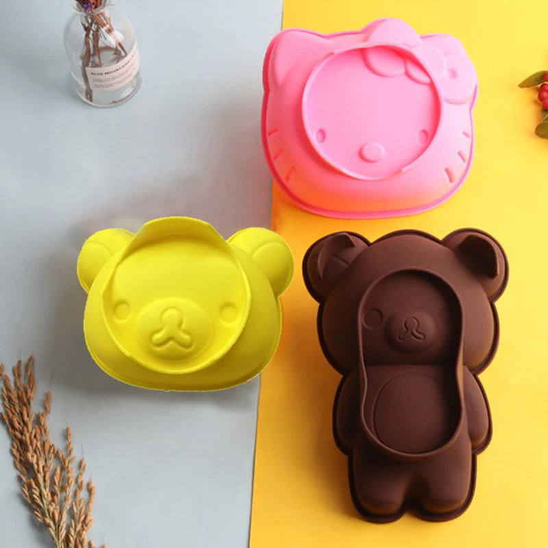 Sanrios Hello Kittys Silicone Mold Anime Rilakkuma Cute Cartoon Cake Molds DIY Popsicle Pudding Chocolate Maker Kitchen Supplies