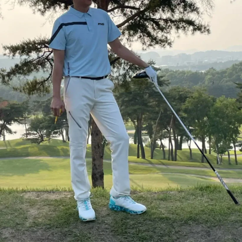 

New men's golf polo shirt, summer ice silk slim fit short sleeved top, lapel T-shirt, breathable business men's golf clothing