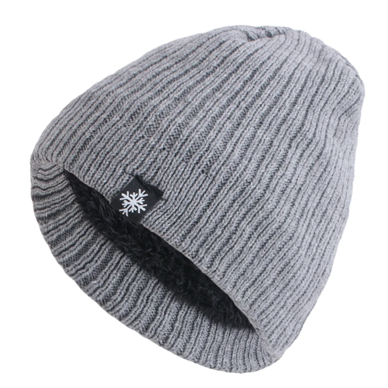 Unisexowe czapki zimowe z etykietą płatka śniegu, dziergane czapki dla mężczyzn i kobiet, czapki typu skullies, czapki beanie, czapki outdoorowe z futrzaną podszewką, ciepłe czapki sportowe.
