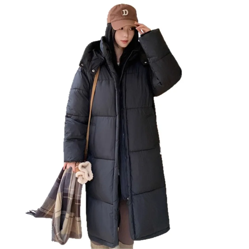 سترة نسائية كبيرة الحجم سترات طويلة معاطف بقلنسوة وسحاب متين وياقة مقلوبة وأكمام طويلة فضفاضة للمكتب للسيدات لخريف وشتاء 2025 #5