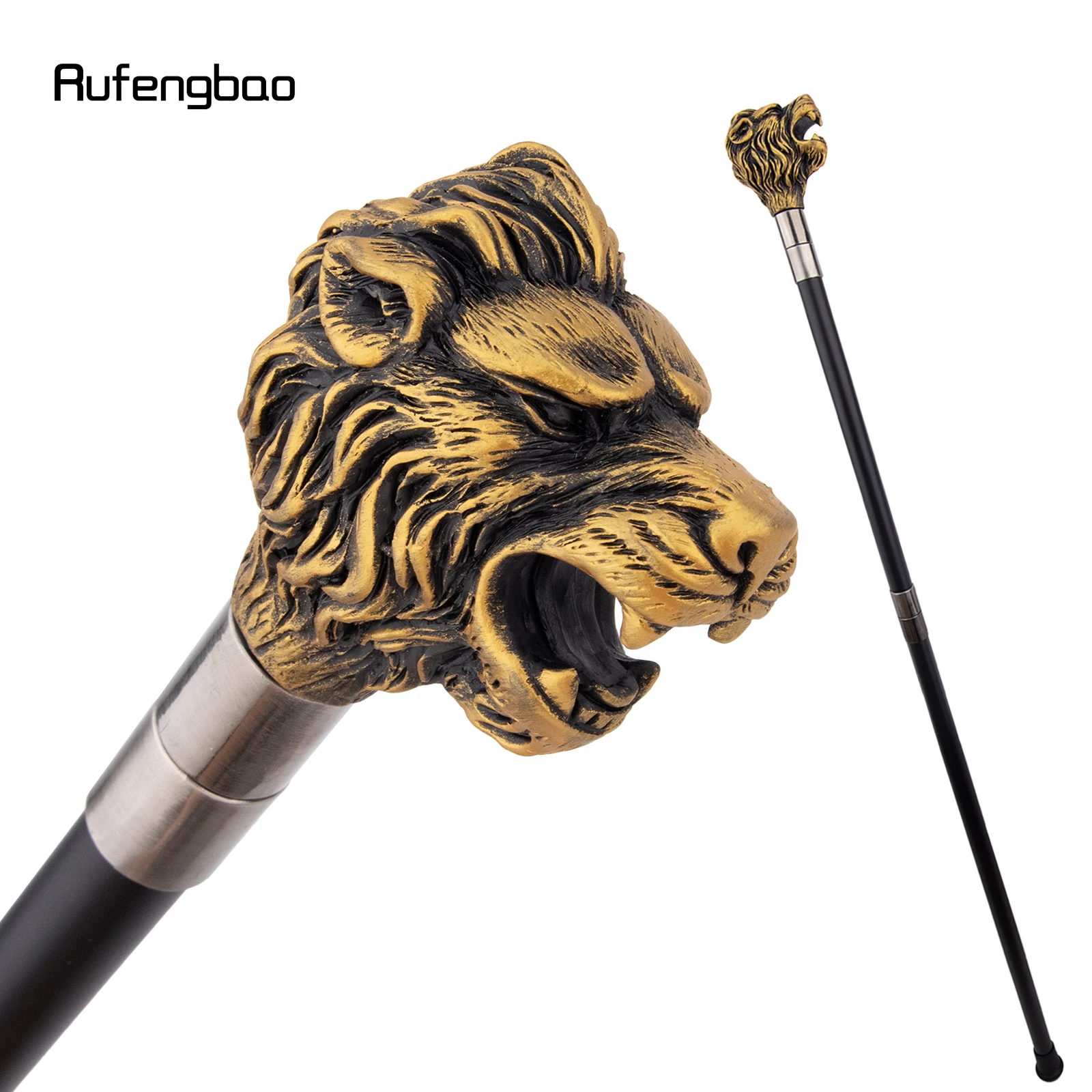

Yellow Resin Lion Walking Cane Fashion Decorative Steel Stick Gentleman Elegant Cosplay Cane Knob Crosier 95cm