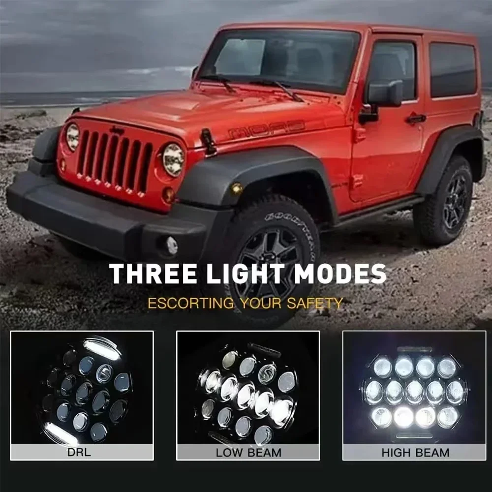 7 Inch Rounded High Low Beam Motorcycle Headlight jeep wrangler jk bar suzuki samurai 4x4 off-road headlights car accessories