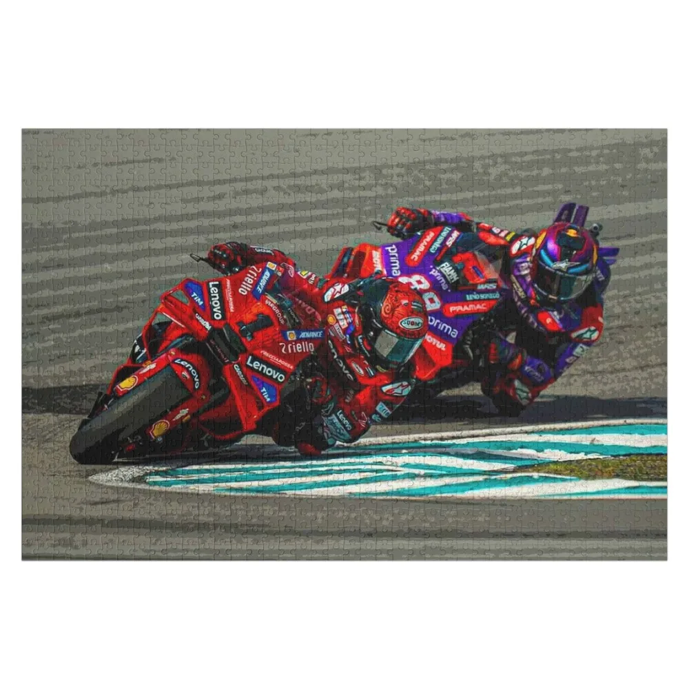 

Jorge Martin chasing Francesco Bagnaia watercolor Jigsaw Puzzle Custom Child Custom Kids Toy Puzzle